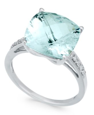 Macy's - Aquamarine (6-3/8 ct. t.w.) & Diamond (1/8 ct. t.w.) in Sterling Silver