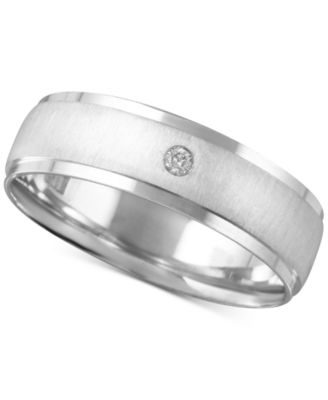 Macy's - Men's Diamond Accent Textured Band in White Gold