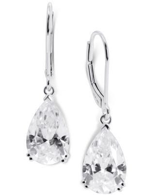 Arabella - Cubic Zirconia Teardrop Leverback Drop Earrings in 14k White Gold
