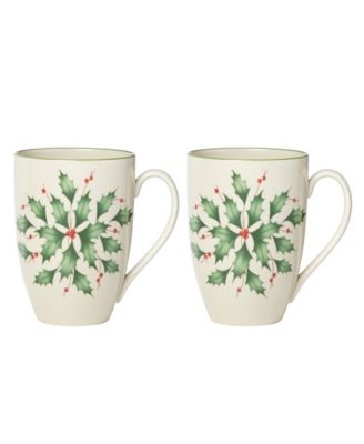 Lenox - Hosting the Holidays 2-piece Holly Mug Set
