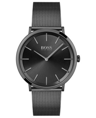BOSS - Men's Skyliner Black Stainless Steel Mesh Bracelet Watch 40mm