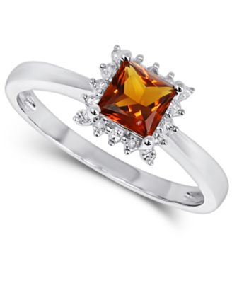 Macy's - Citrine (1/2 ct. t.w.) & Diamond (1/10 ct. t.w.) Ring in 14k White Gold