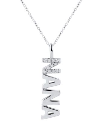 Macy's - Diamond "Nana" Pendant Necklace (1/10 ct. t.w.) in Sterling Silver