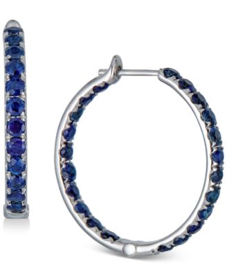 Macy's - Emerald In & Out Small Hoop Earrings (5 ct. t.w.) in Gold-Plated Sterling Silver, 1" (Also in Ruby & Sapphire)