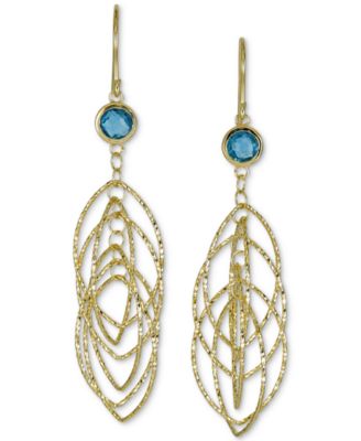 Macy's - Sky Blue Topaz Bezel Spiral Drop Earrings (2 ct. t.w.) in 14k Gold-Plated Sterling Silver