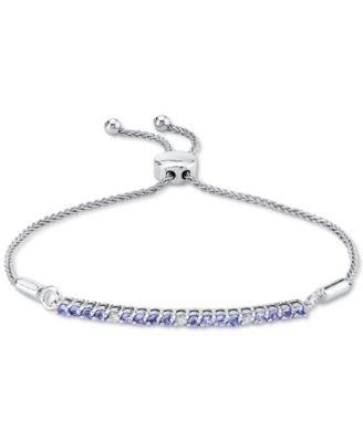 Macy's - Tanzanite (5/8 ct. t.w.) & Diamond (1/10 ct. t.w.) Bolo Bracelet in Sterling Silver