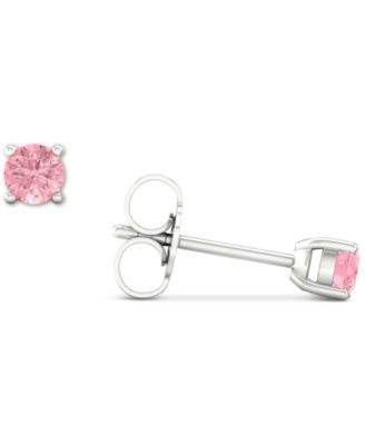 Forever Grown Diamonds - Lab-Created Pink Diamond Stud Earrings (1/4 ct. t.w.) in Sterling Silver