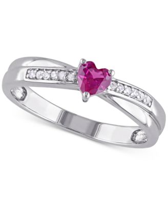 Macy's - Lab-Created Ruby (1/3 ct. t.w.) & Diamond (1/20 ct. t.w.) Ring in Sterling Silver