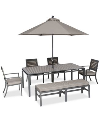 Agio - Marlough II Outdoor Aluminum 6-Pc. Dining Set (84" x 42" Dining Table, 4 Dining Chairs and 1 Bench) with Sunbrella&reg; Cushions