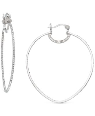 Simone I. Smith - Platinum Over Sterling Silver Earrings, Crystal In-and-Out Hoop Earrings