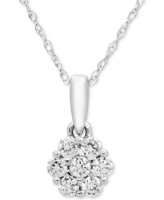 Macy's - Diamond Cluster 18" Pendant Necklace (1/5 ct. t.w.) in 14k White Gold