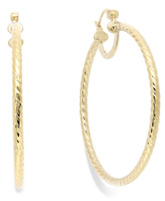 Simone I. Smith - Twisted Large Hoop Earrings in 14k Gold Over Sterling Silver