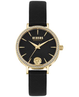 Versus Versace - Women's Mar Vista Black Leather Strap Watch 34mm