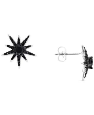 Macy's - Black Spinel Starburst Stud Earrings (1-1/3 ct. t.w.) in Sterling Silver