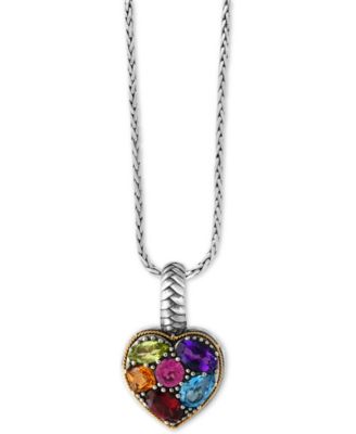 EFFY Collection - Multi-Gemstone Pendant Necklace (2 ct. t.w.) in Sterling Silver and 18k Gold