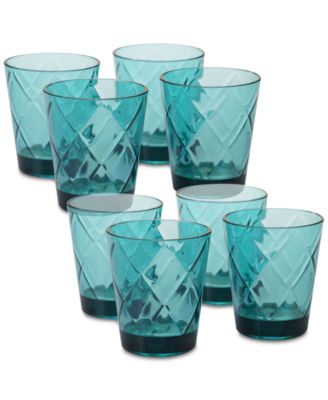 Certified International - Teal Diamond Acrylic 8-Pc. Double Old Fashioned Glass Set