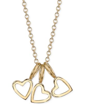 Sarah Chloe - Triple Heart Charms Pendant Necklace, 18"
