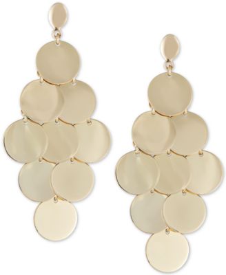 Italian Gold - Multi-Disc Dangle Drop Earrings in 14k Gold-Plated Sterling Silver