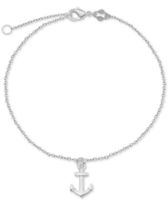 Giani Bernini - Anchor Charm Chain Ankle Bracelet in Sterling Silver, 9"+ 1" Extender