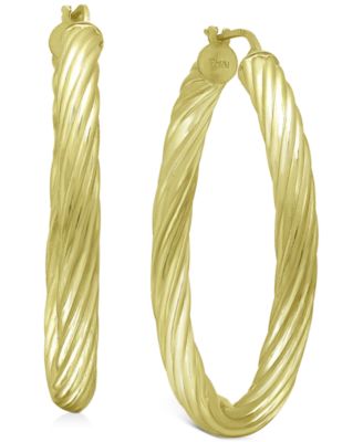 Giani Bernini - Medium Twist Tube Hoop Earrings in 18k Gold-Plated Sterling Silver, 1.57"