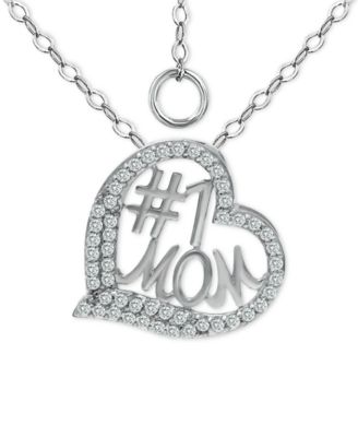 Giani Bernini - Cubic Zirconia Heart Pendant Necklace in Sterling Silver, 16" + 2" extender
