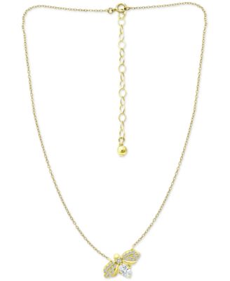 Giani Bernini - Cubic Zirconia Bee 16" Pendant Necklace in 18k Gold-Plated Sterling Silver