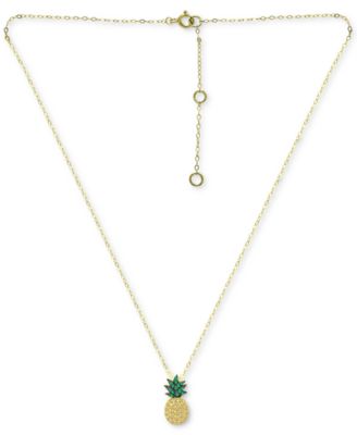 Giani Bernini - Cubic Zirconia Pineapple Pendant Necklace in 18k Gold-Plated Sterling Silver, 16" + 2" extender
