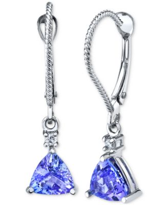 Macy's - Tanzanite (1-3/4 ct. t.w.) & Diamond (1/20 ct. t.w.) Drop Earrings in 14k White Gold