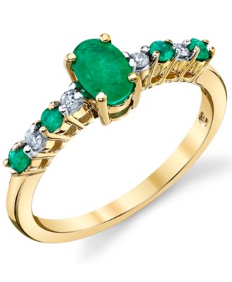 Macy's - Emerald (5/8 ct. t.w.) & Diamond (1/20 ct. t.w.) Ring in 10k Gold