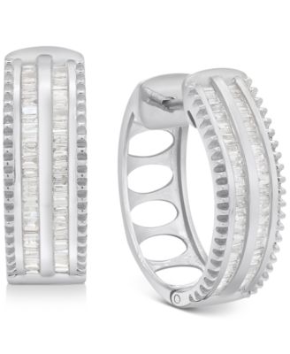 Macy's - Diamond Baguette Hoop Earrings (1/2 ct. t.w.)