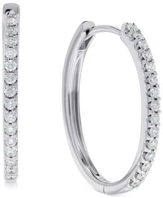 Macy's - Diamond Small Hoop Earrings (1/3 ct. t.w.) in 14k White Gold