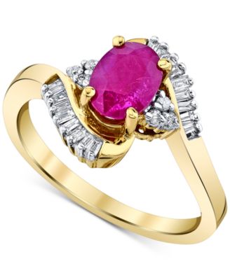 Macy's - Ruby (1 ct. t.w.) & Diamond (1/5 ct. t.w.) Ring in 10k Gold
