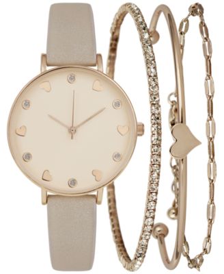 INC International Concepts - Women's Pink Glitter Strap Watch 36mm Gift Set, Created for Macy's