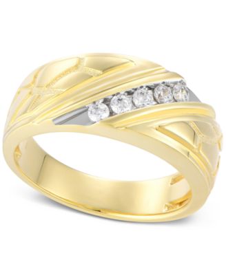 Macy's - Diamond Nugget Pattern Band (1/4 ct. t.w.) in 10k Gold