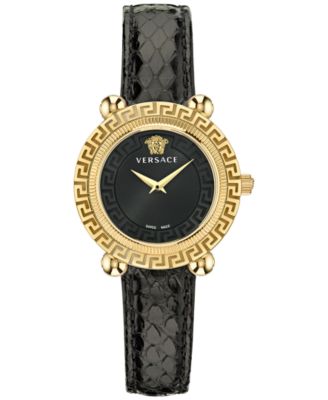 Versace - Women's Swiss Greca Twist Black Leather Strap Watch 35mm