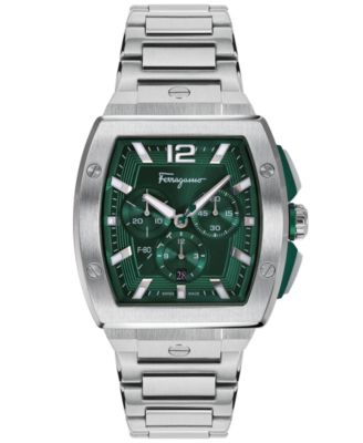 Salvatore Ferragamo - Men's Swiss Chronograph F-80 Tonneau Stainless Steel Bracelet Watch 42mm
