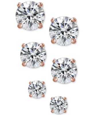 Giani Bernini - 3-Pc. Cubic Zirconia Stud Earrings in 18k Rose Gold-Plated Sterling Silver