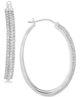 Macy's - Diamond Hoop Earrings (1 ct. t.w.) in Sterling Silver