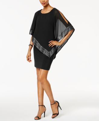 SL Fashions - Metallic-Trim Capelet Sheath Dress