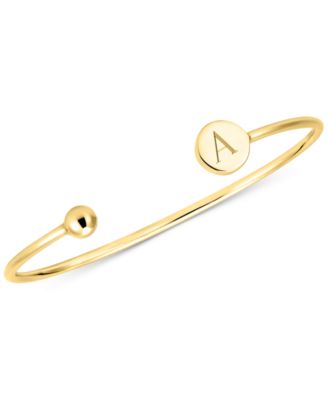 Sarah Chloe - Initial Cuff Bangle Bracelet in 14K Gold-Plated Sterling Silver