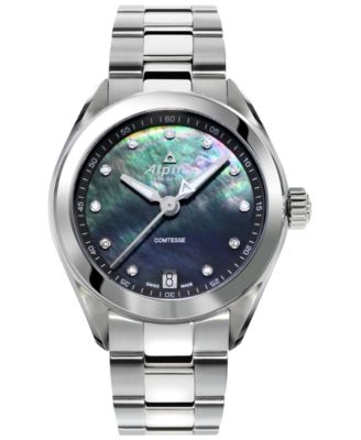 Alpina - Women's Swiss Comtesse Diamond-Accent Stainless Steel Bracelet Watch 34mm