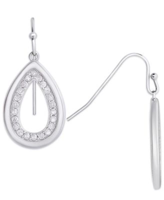 Macy's - Diamond (5/8 ct. t.w.) Teardrop Hanging Earrings in Sterling Silver