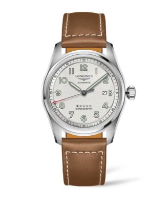 Longines - Men's Automatic Spirit Stainless Steel Chronometer Brown Leather Strap Watch 42mm