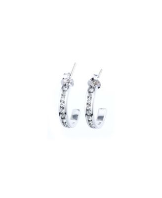 Macy's - Swarovski Crystal Birthstone Semi-Hoop Earrings in Sterling Silver