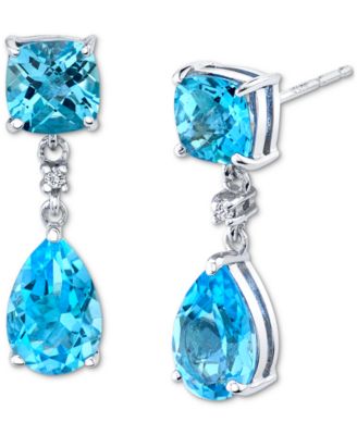 Macy's - Blue Topaz (5-5/8 ct. t.w.) & Diamond Accent Drop Earrings in Sterling Silver