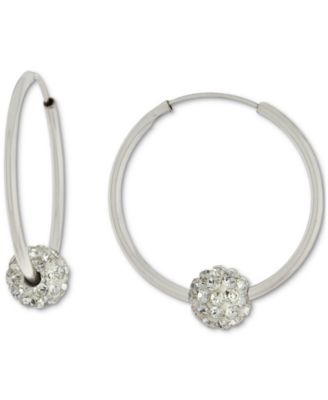 Giani Bernini - Crystal Ball Small Hoop Earrings, 0.82"