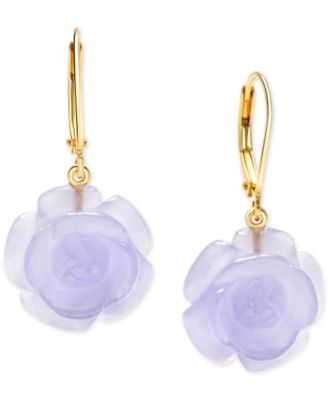 Macy's - Dyed Lavender Jade Flower Drop Earrings in 14k Gold-Plated Sterling Silver