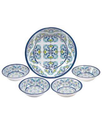 Certified International - Certified Mosaic 5pc Melamine Salad/Serving Set: Large Serving Bowl, 4 All Purpose Bowls