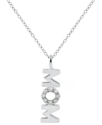Macy's - Diamond "Mom" Pendant Necklace (1/10 ct. t.w.) in Sterling Silver