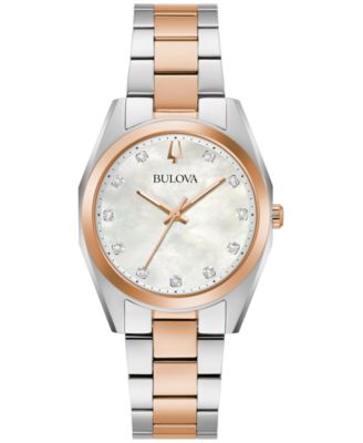 Bulova - Women's Surveyor Diamond Accent Two-Tone Stainless Steel Bracelet Watch 31mm